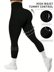 Sport Studio Wide Waistband Sports Leggings Butt Lift Spandex - WestLine Apparel
