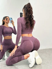 Sport Studio Women Seamless Raglan Sleeve Sports Set Outfit Set - WestLine Apparel