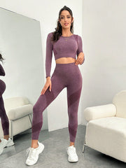 Sport Studio Women Seamless Raglan Sleeve Sports Set Outfit Set - WestLine Apparel