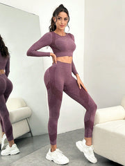 Sport Studio Women Seamless Raglan Sleeve Sports Set Outfit Set - WestLine Apparel