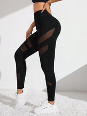 Sport Studio Women's Patchwork Mesh Sports Leggings - WestLine Apparel