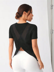 Sports Mesh Insert Round Neck Sports T-Shirt Gym Top - WestLine Apparel