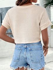 VCAY Sping Solid Batwing Sleeve Crop Tee - WestLine Apparel