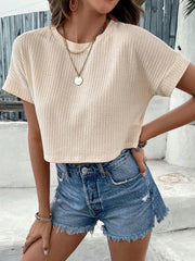 VCAY Sping Solid Batwing Sleeve Crop Tee - WestLine Apparel