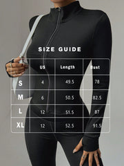 Women Fitted Gym Clothes Sports Running Fitness Zip-Up Stretchy Simple Stylish Sexy Tight Long Sleeve Yoga Jacket - WestLine Apparel