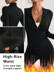 Women Fitted Gym Clothes Sports Running Fitness Zip-Up Stretchy Simple Stylish Sexy Tight Long Sleeve Yoga Jacket - WestLine Apparel