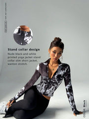 Women Fitted Gym Clothes Sports Running Fitness Zip-Up Stretchy Simple Stylish Sexy Tight Long Sleeve Yoga Jacket - WestLine Apparel