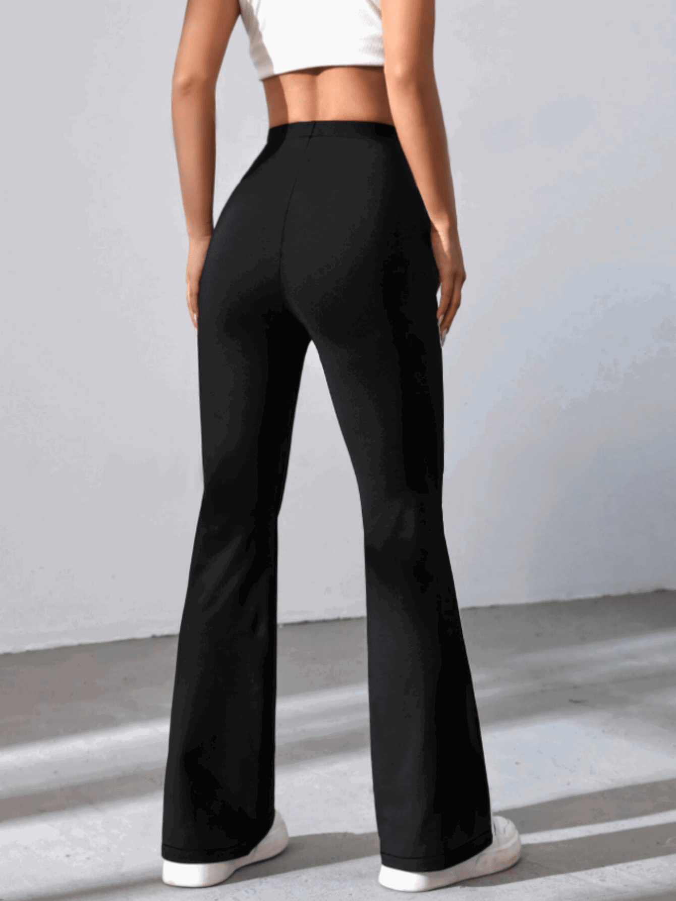 Women's High Waist Solid Color Bell Bottom Sports Yoga Pants Compression Tights Running Workout Bottoms - WestLine Apparel