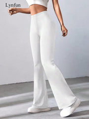 Women's High Waist Solid Color Bell Bottom Sports Yoga Pants Compression Tights Running Workout Bottoms - WestLine Apparel