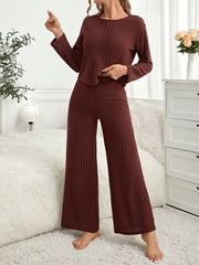 Women's Long Sleeve Ribbed Homewear Set - WestLine Apparel