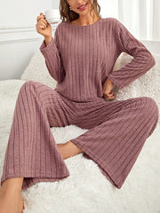 Women's Long Sleeve Ribbed Homewear Set - WestLine Apparel