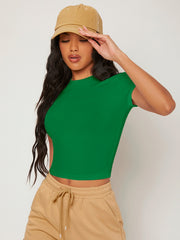 BASICS Solid Round Neck Slim Tee