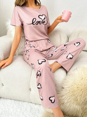 CoupledUp Letter Graphic Tee & Plaid Pants Pajama Set