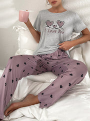 CoupledUp Letter Graphic Tee & Plaid Pants Pajama Set