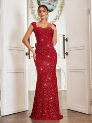 Allurite Sweetheart Neck Sequin Dress