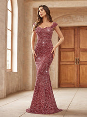 Allurite Sweetheart Neck Sequin Dress