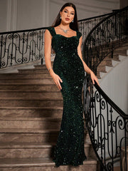 Allurite Sweetheart Neck Sequin Dress