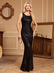 Women's Sequined Mermaid Hem Evening Party Dress