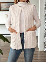 EMERY ROSE Open Front Dual Pocket Teddy Coat Without Sweater