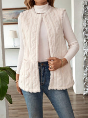 EMERY ROSE Open Front Dual Pocket Teddy Coat Without Sweater