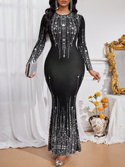 Lady Autumn And Winter Birthday Party  Dresses ElegantCasualKnittedRound NeckLong SleeveWomen Dresses
