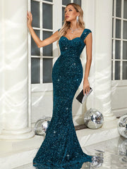 Allurite Sweetheart Neck Sequin Dress