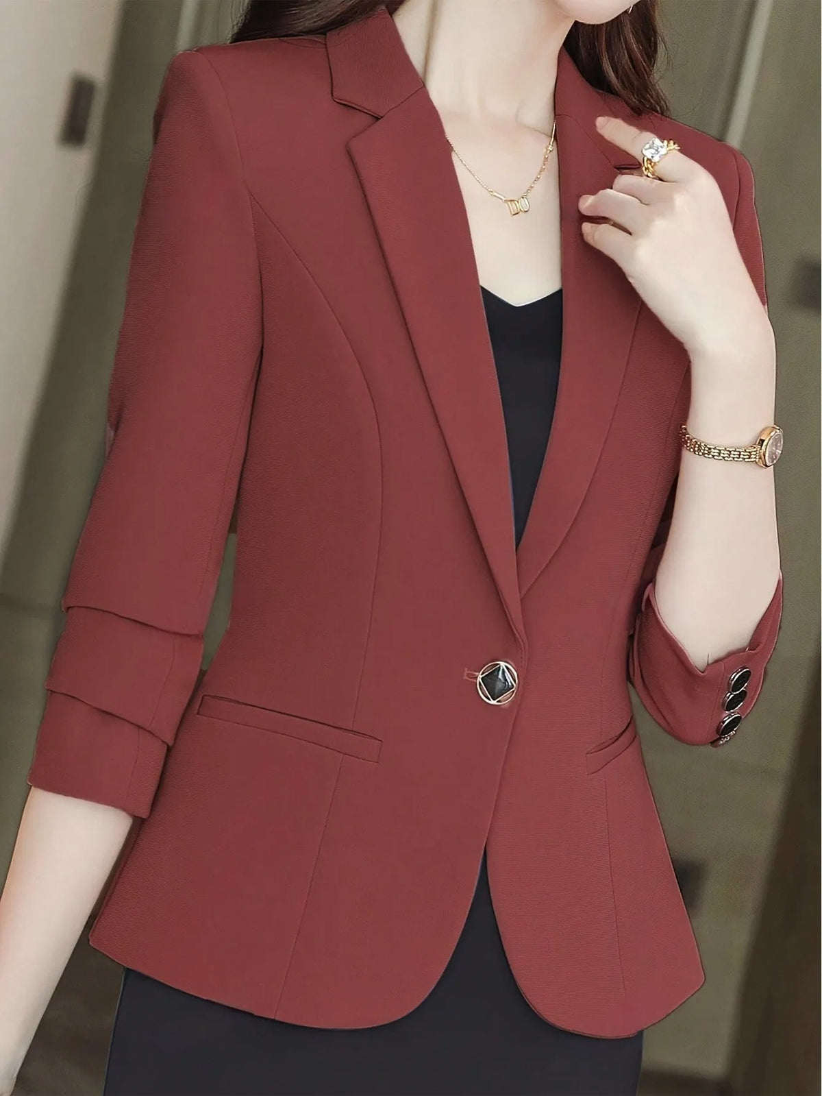 Women's Casual Solid Color Commuting Blazer Jacket