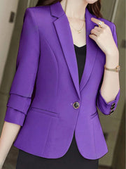 Women's Casual Solid Color Commuting Blazer Jacket