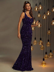 Notch Neck Sequin Prom Dress Formal Dresses