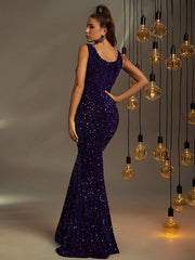 Notch Neck Sequin Prom Dress Formal Dresses