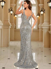 Sequin Mermaid Style Evening Party Prom Dress