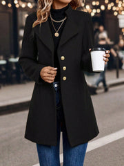 Clasi Women's Solid Color Single-Breasted Woolen Coat - WestLine Apparel