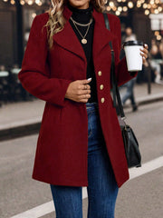 Clasi Women's Solid Color Single-Breasted Woolen Coat - WestLine Apparel