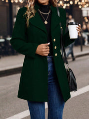 Clasi Women's Solid Color Single-Breasted Woolen Coat - WestLine Apparel