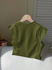Comfortcana Women's Round Neck Short Sleeve Solid Color Simple Casual Loose Comfortable T-Shirt - WestLine Apparel