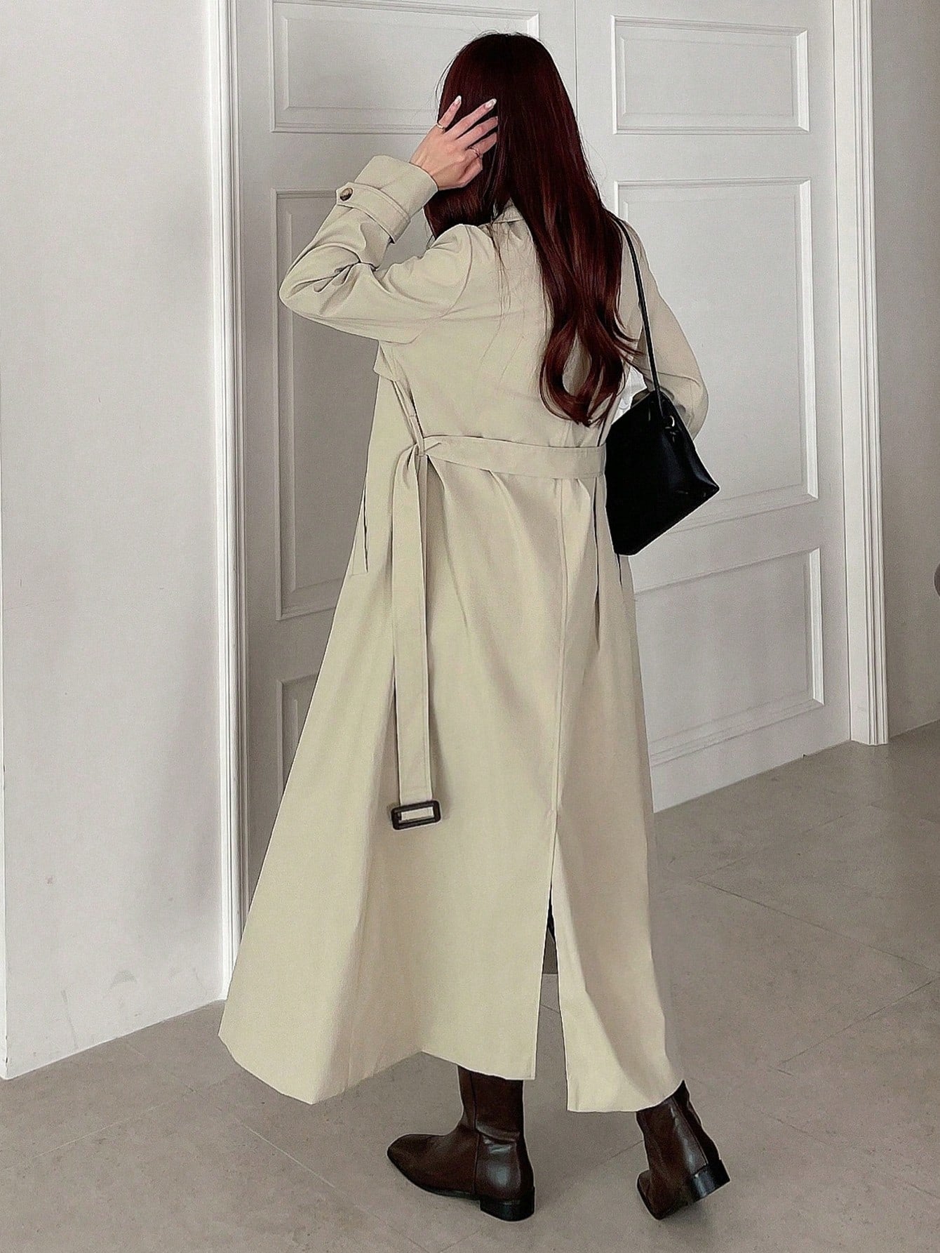 DAZY Classic Double-Breasted Long Trench Coat - WestLine Apparel