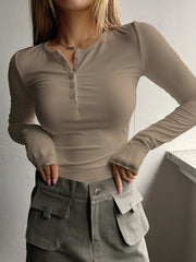 DAZY Half Button Ribbed Knit Tee - WestLine Apparel