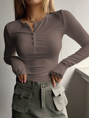 DAZY Half Button Ribbed Knit Tee - WestLine Apparel