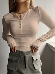 DAZY Half Button Ribbed Knit Tee - WestLine Apparel