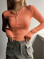 DAZY Half Button Ribbed Knit Tee - WestLine Apparel