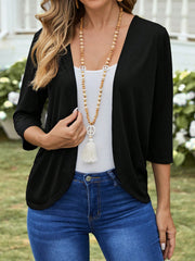 EMERY ROSE Women Solid Color Simple Daily Open-Front Thin Jacket - WestLine Apparel