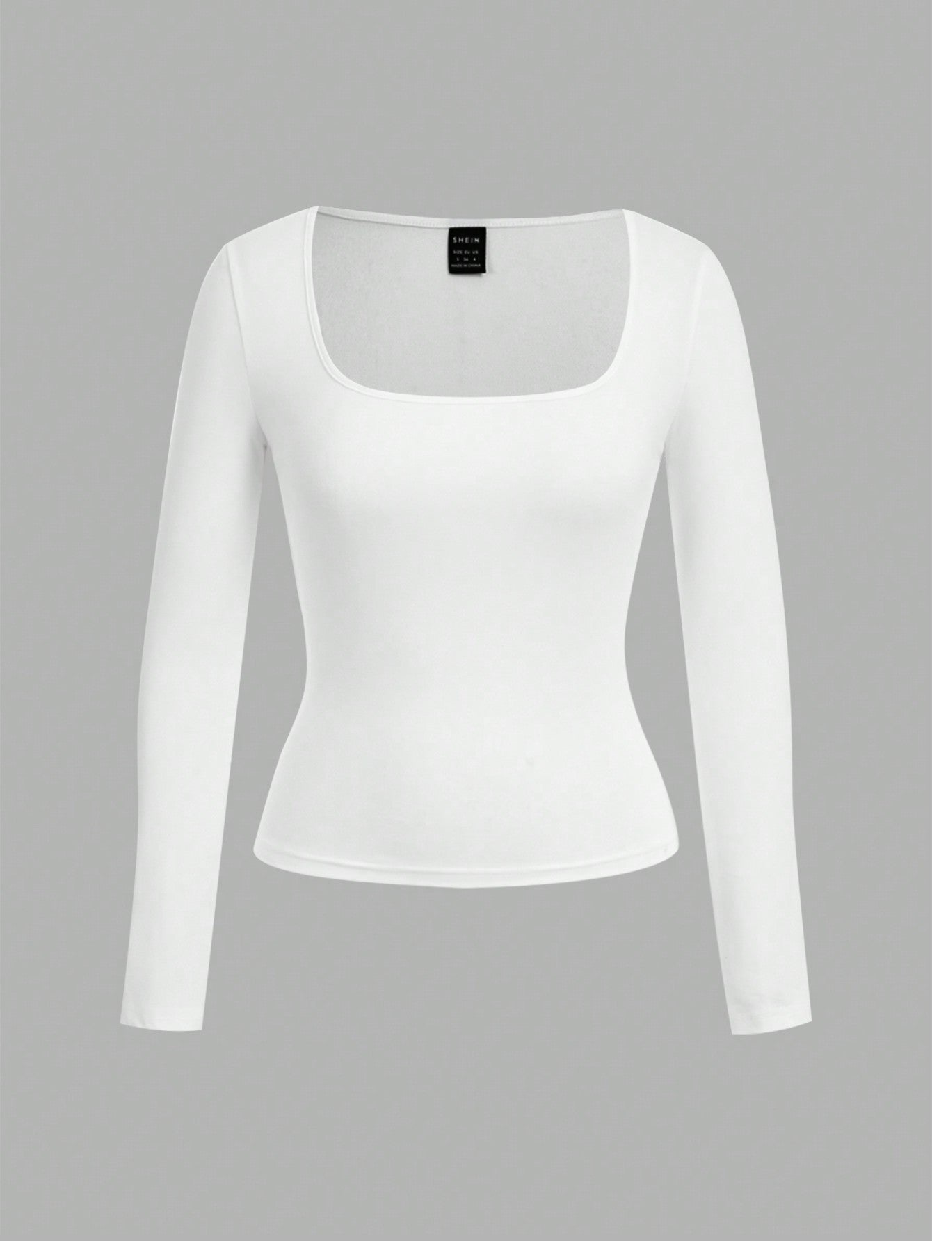 EZwear 2pcs Women Square Neckline Skinny Long Sleeve Casual T-Shirt Suit - WestLine Apparel