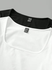 EZwear 2pcs Women Square Neckline Skinny Long Sleeve Casual T-Shirt Suit - WestLine Apparel