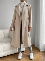 EZwear Lapel Neck Dual Pocket Belted Overcoat - WestLine Apparel
