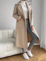 EZwear Lapel Neck Dual Pocket Belted Overcoat - WestLine Apparel