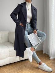 EZwear Lapel Neck Dual Pocket Belted Overcoat - WestLine Apparel