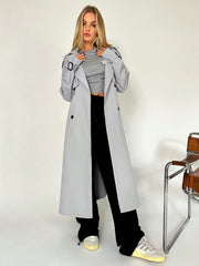 EZwear Lapel Neck Raglan Sleeve Belted Trench Coat - WestLine Apparel