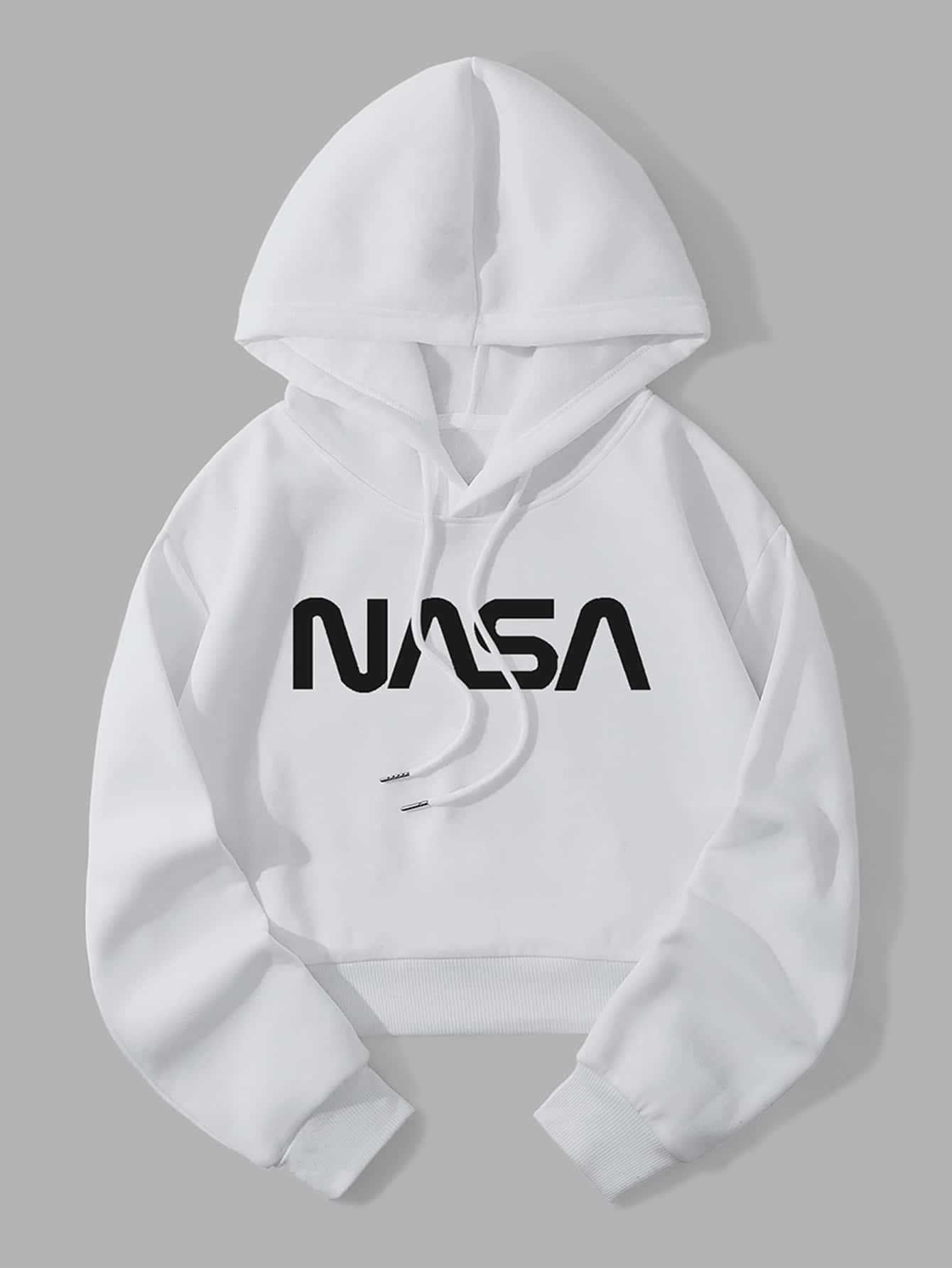 EZwear Letter Graphic Drop Shoulder Drawstring Crop Hoodie - WestLine Apparel