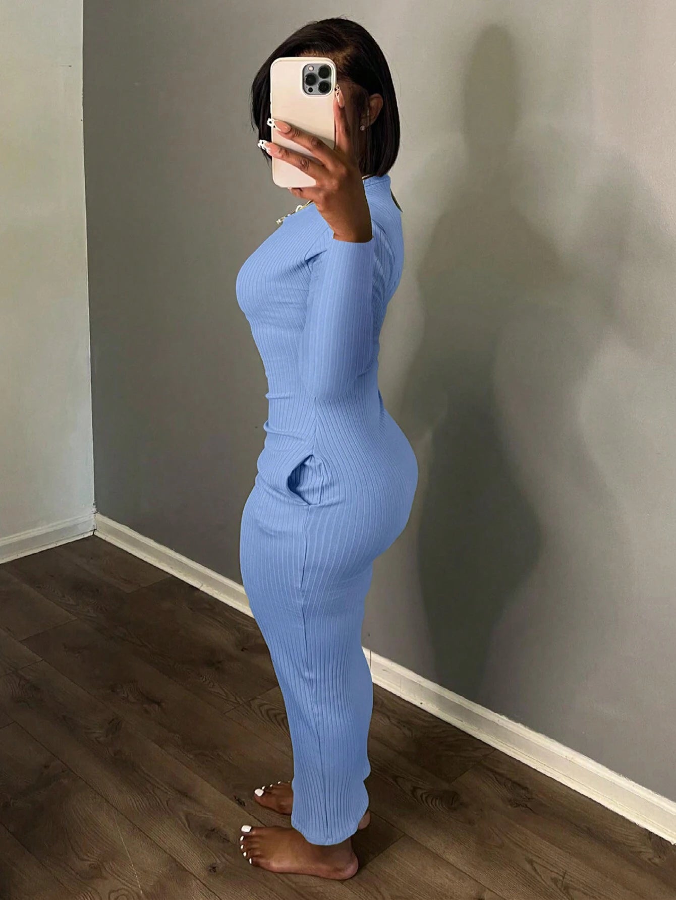 EZwear Solid Scoop Neck Bodycon Dress - WestLine Apparel