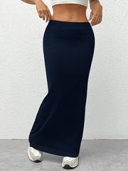 EZwear Women'S Black Knit Tight-Fit Knee-Length Skirt - WestLine Apparel